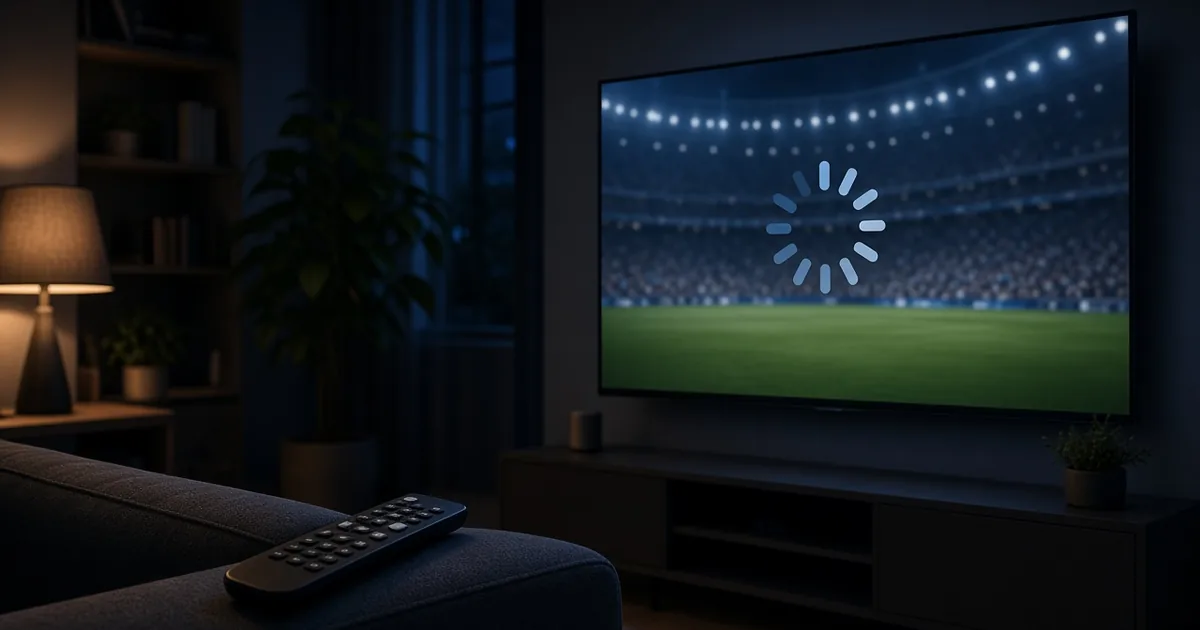 IPTV buffrar – tv visar laddningssymbol under en fotbollsmatch